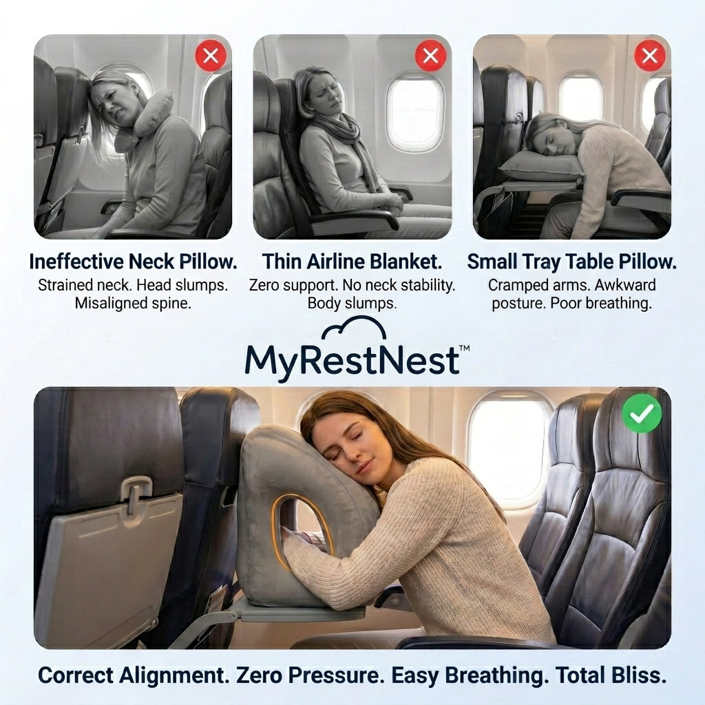 MyRestNest™ puhallettava matkatyyny